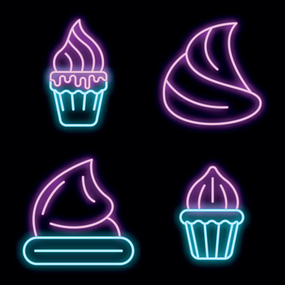 meringue pictogrammen instellen vector neon