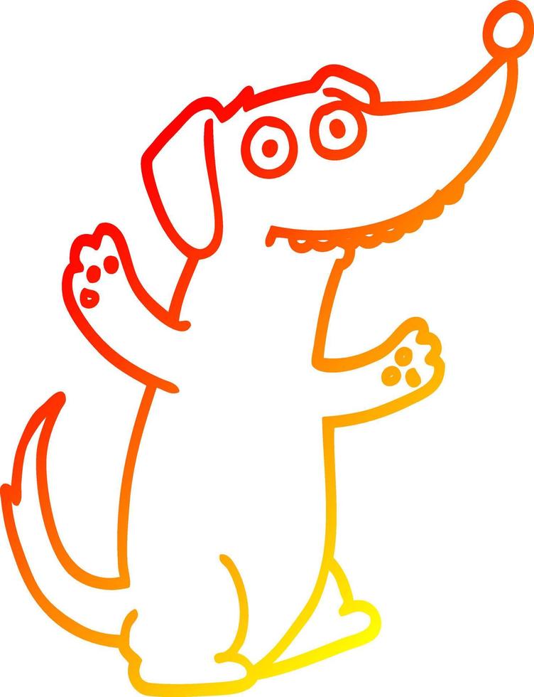 warme gradiënt lijntekening cartoon hond vector