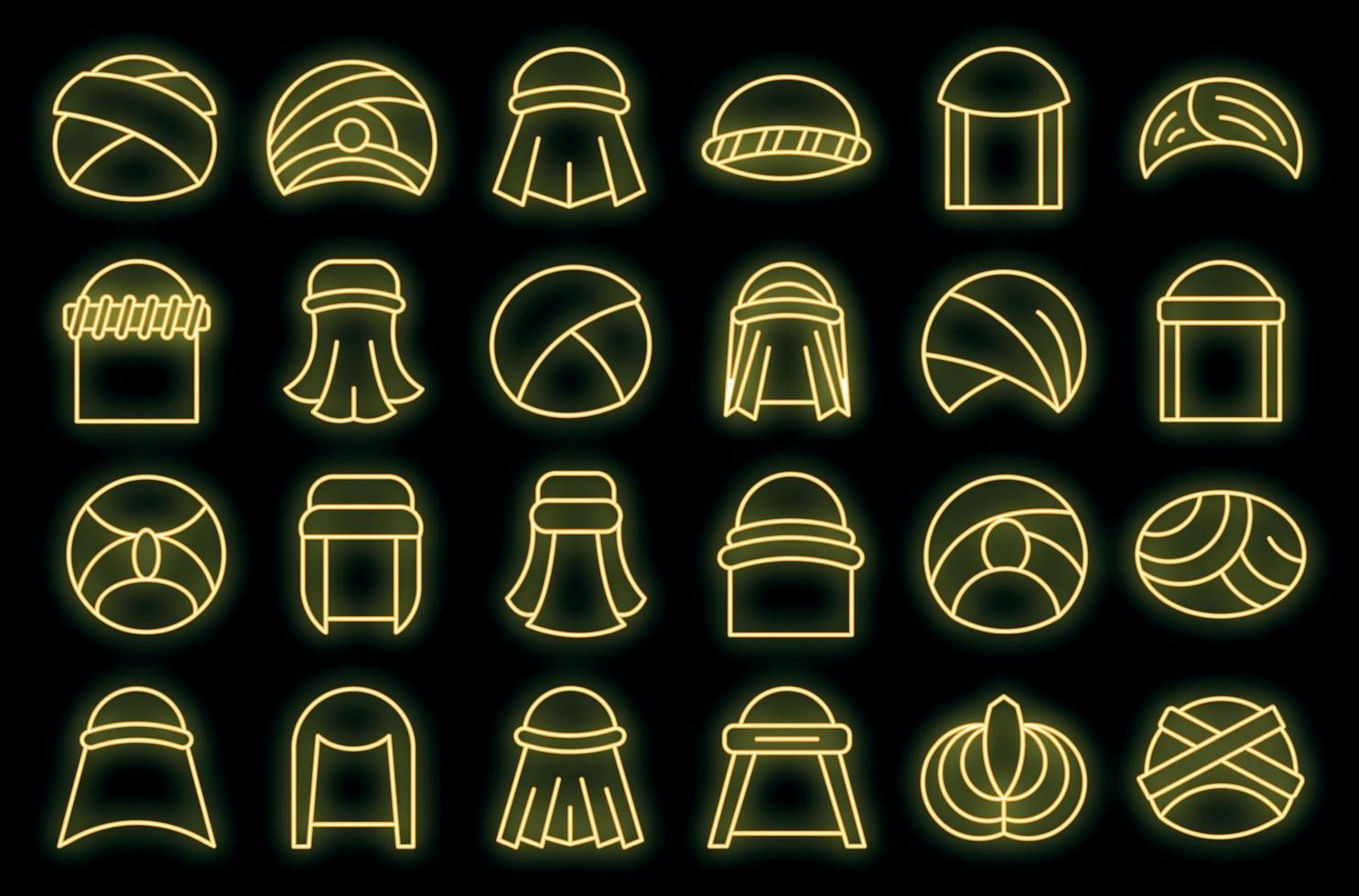 arabische tulband iconen set vector neon