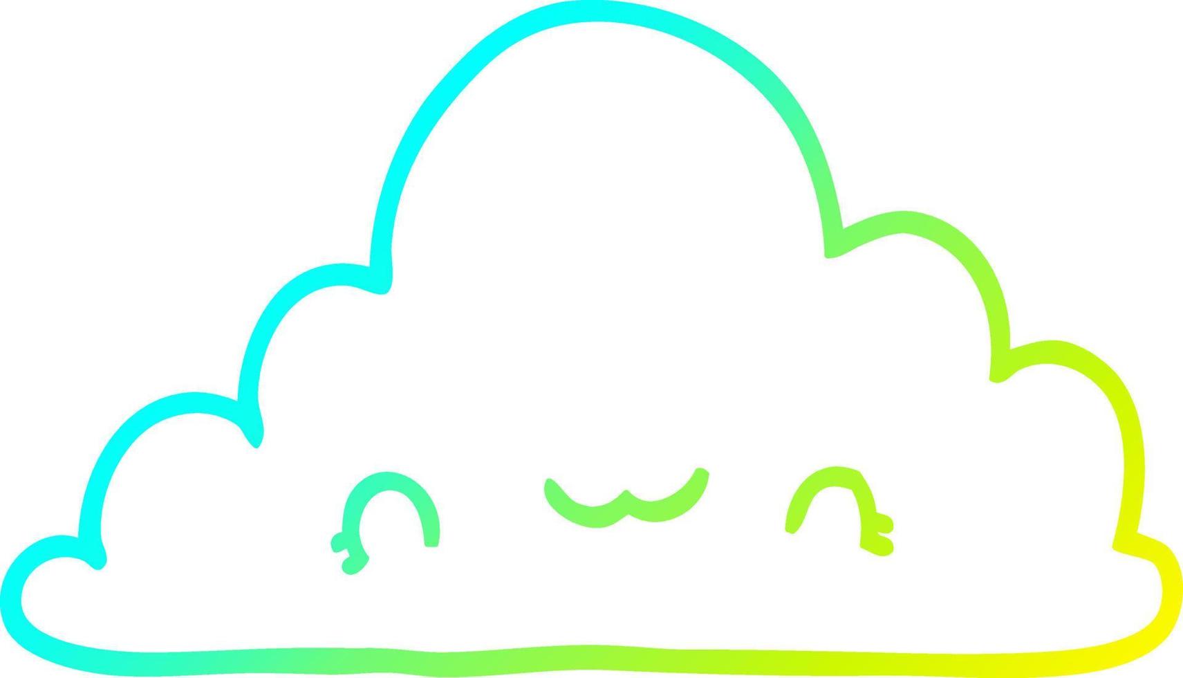 koude gradiënt lijntekening schattige cartoon wolk vector
