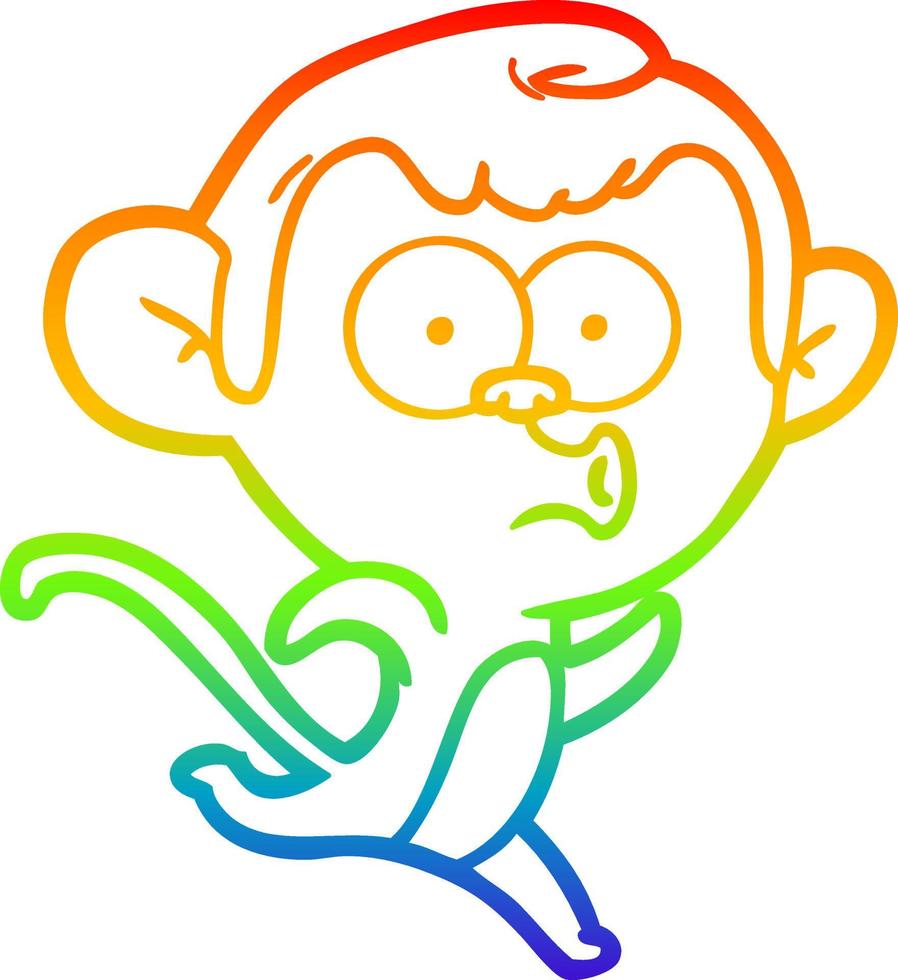 regenbooggradiënt lijntekening cartoon verraste aap vector