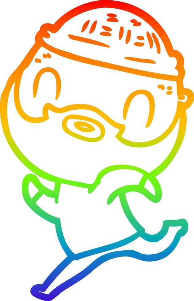 regenbooggradiënt lijntekening cartoon bebaarde man vector