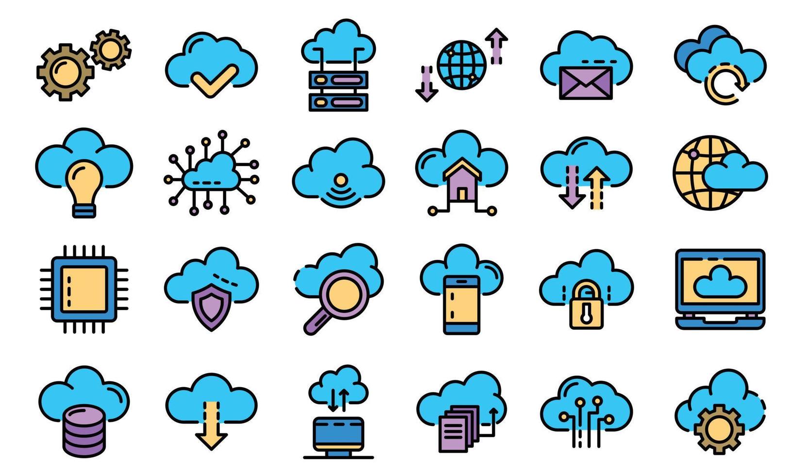 cloud technologie iconen vector plat