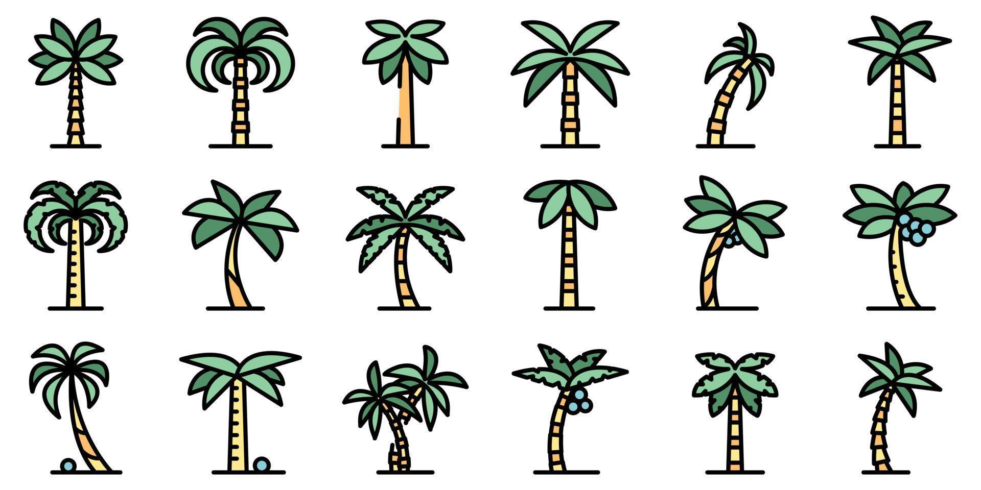 palm pictogrammen instellen vector plat