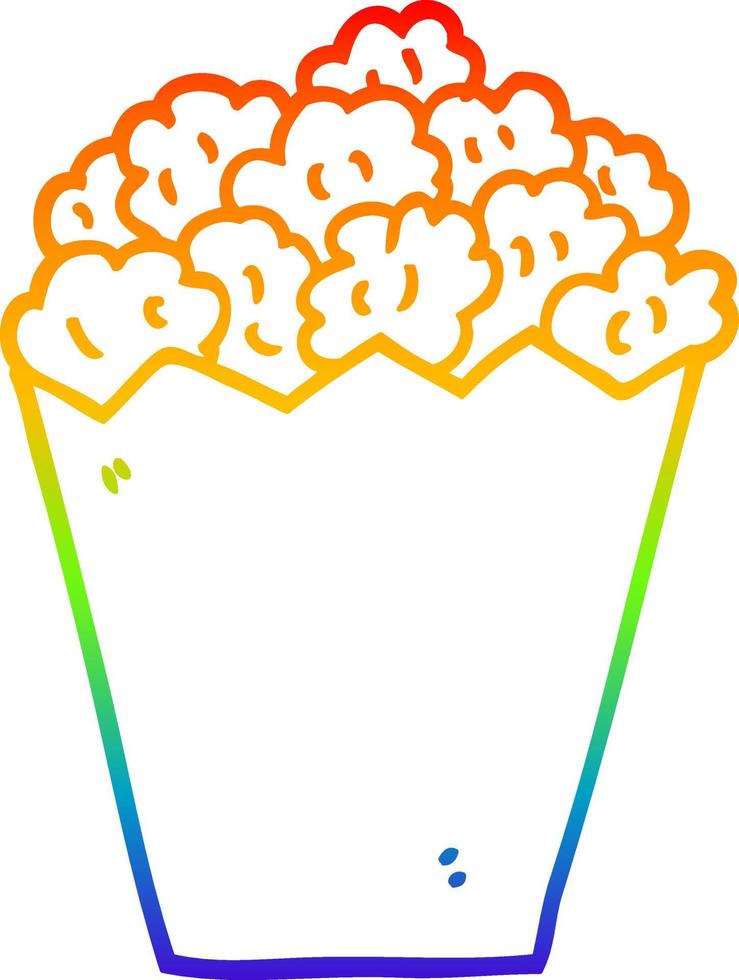 regenbooggradiënt lijntekening cartoon bioscoop popcorn vector