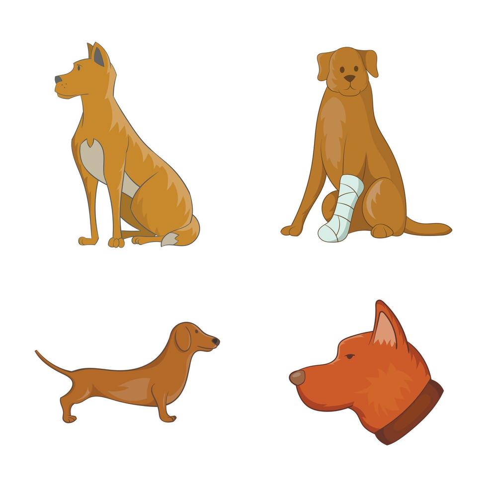 hond pictogrammenset, cartoon stijl vector