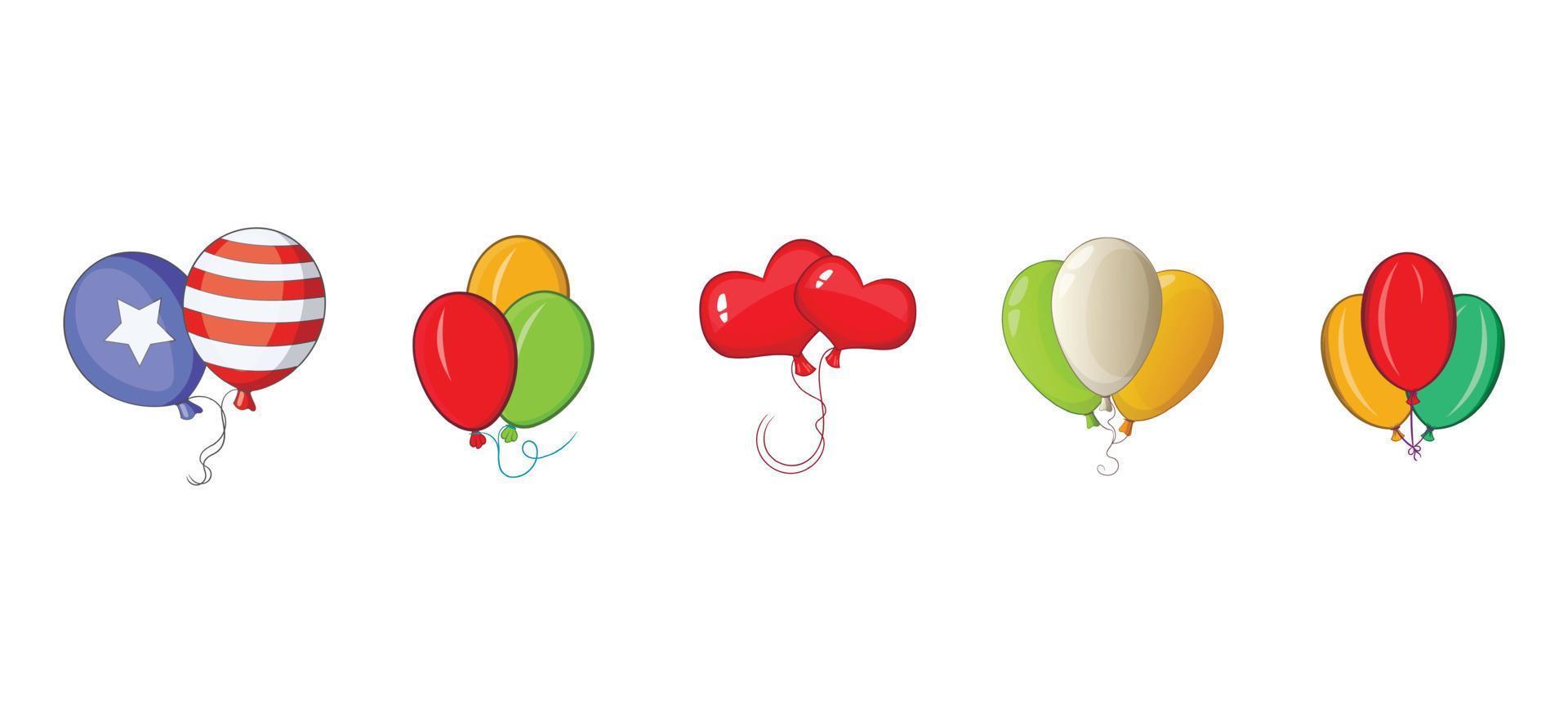 ballons pictogrammenset, cartoon stijl vector