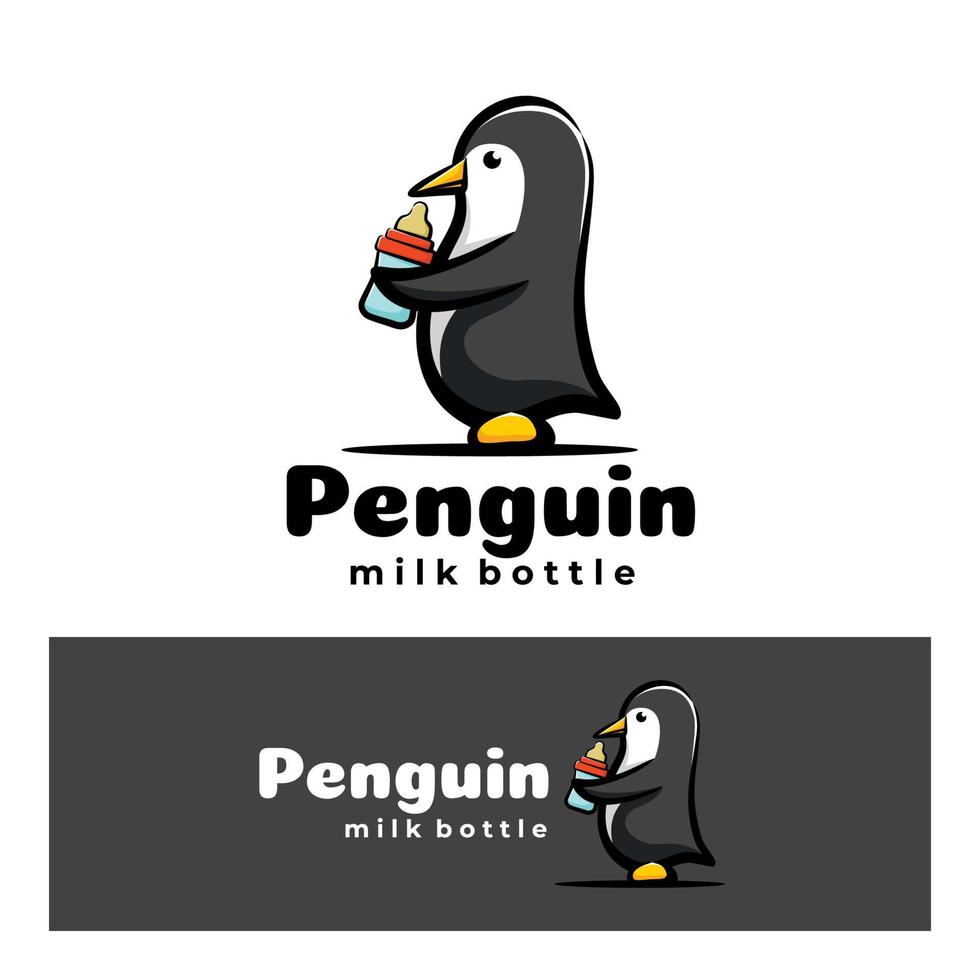 schattige pinguïn met fles kunst illustratie vector