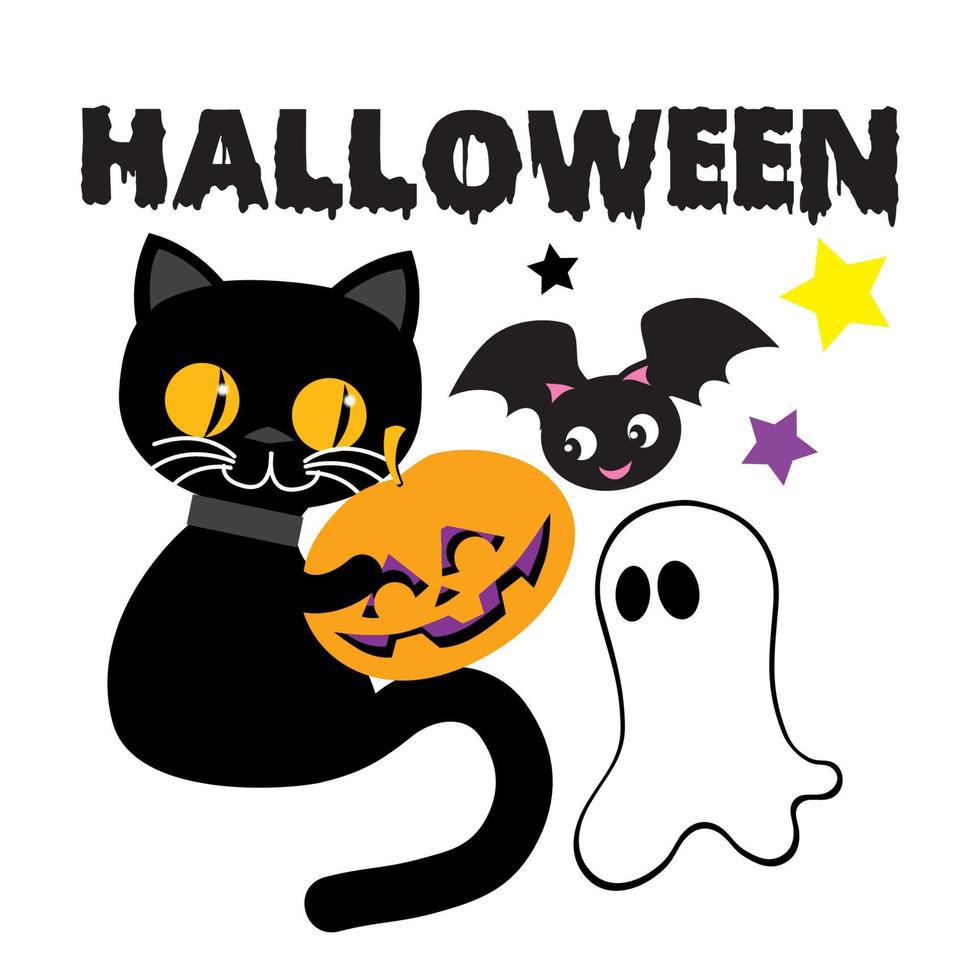 Halloween zwarte kat geïsoleerde pictogram vector