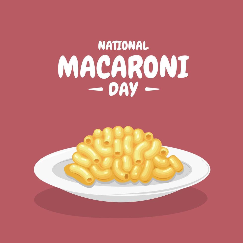 vectorillustratie, macaroni pasta met kaas in een bord, als een nationale macaroni dag spandoek of poster. vector