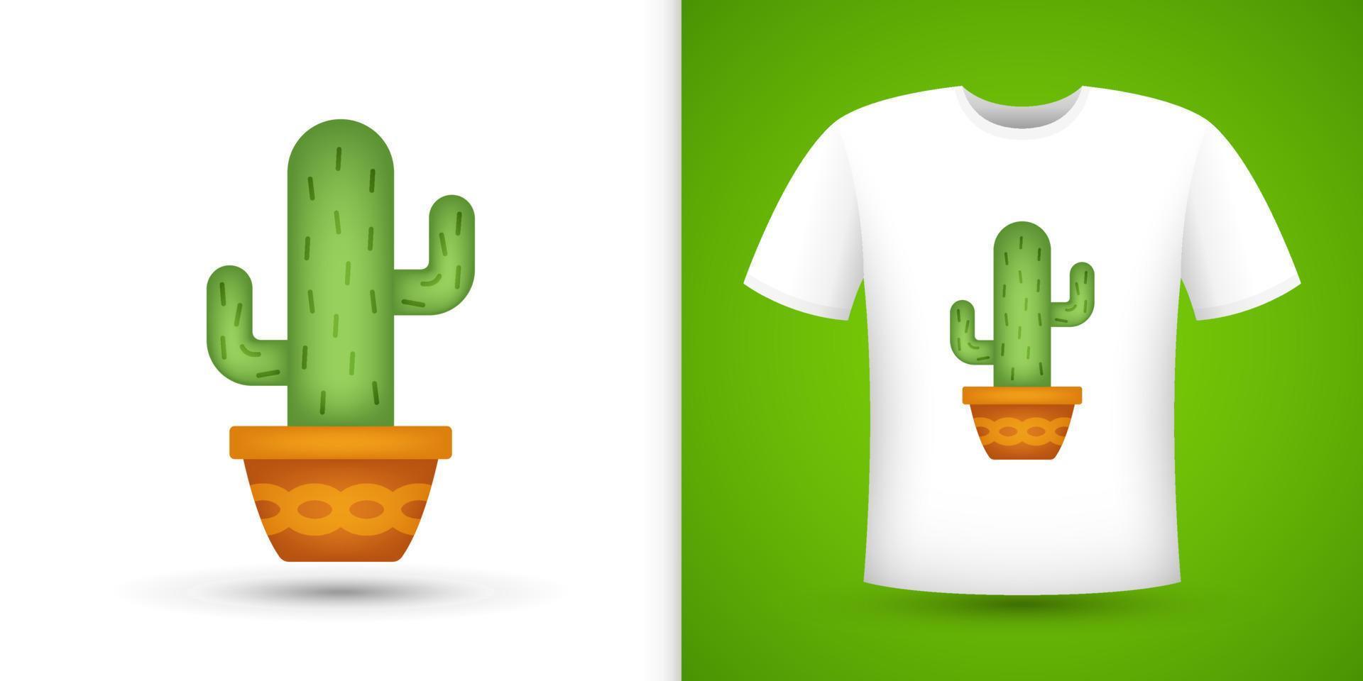 cactus op wit overhemd. vector illustratie