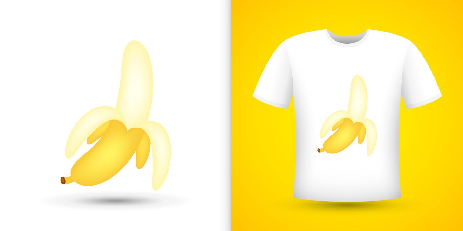 banaan op wit overhemd. vector illustratie