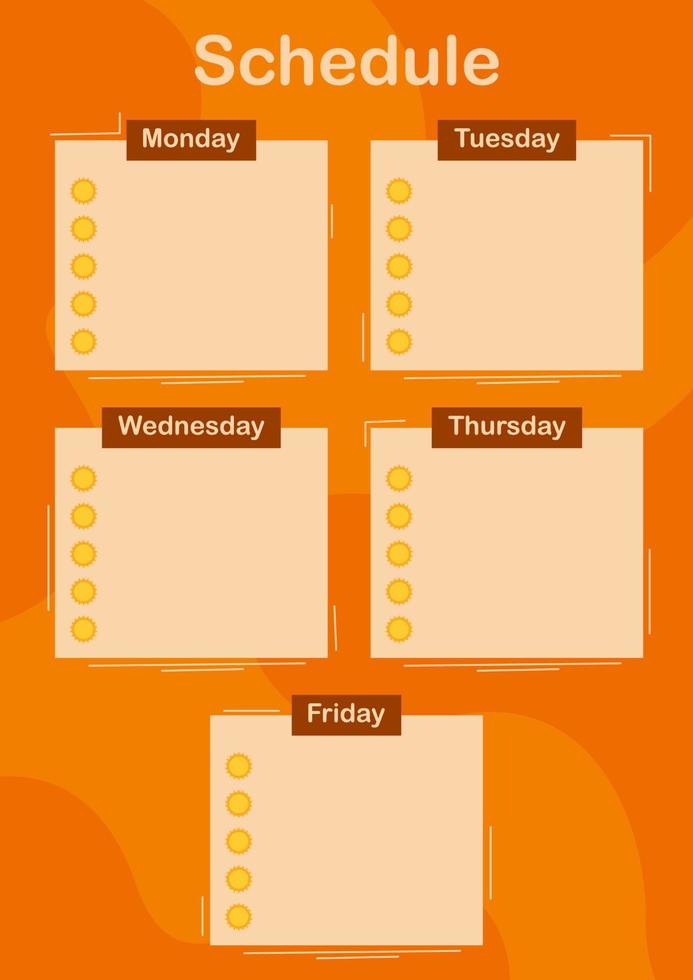 dag- en weekplanner met zon vector