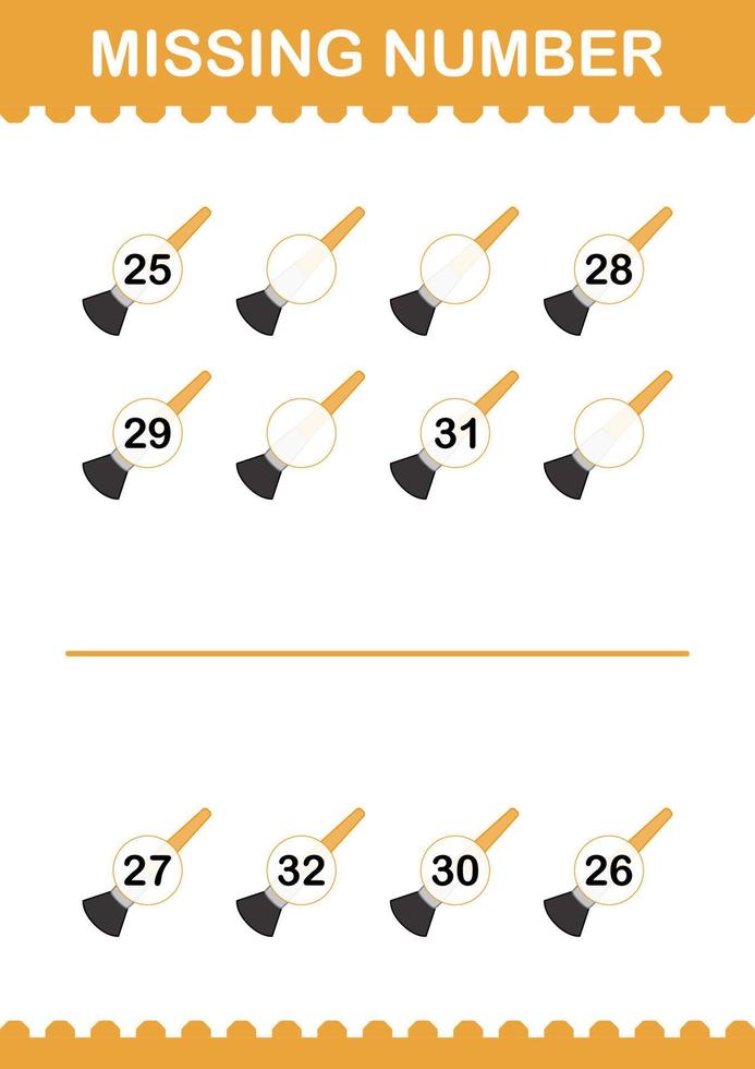 ontbrekend nummer met penseel. werkblad voor kinderen vector