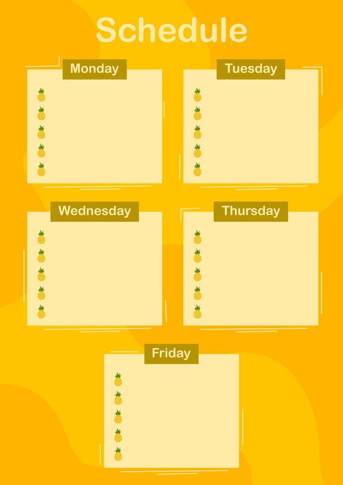 dag- en weekplanner met ananas vector