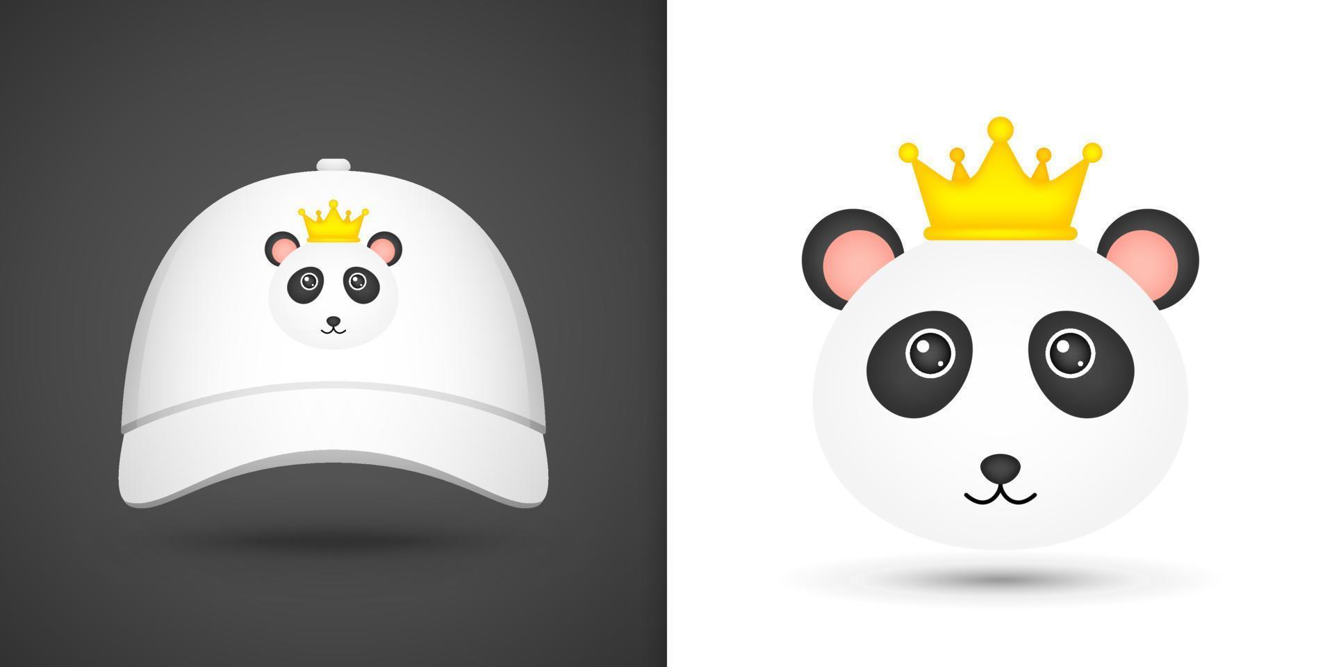 pandakop op witte baseballcap vector