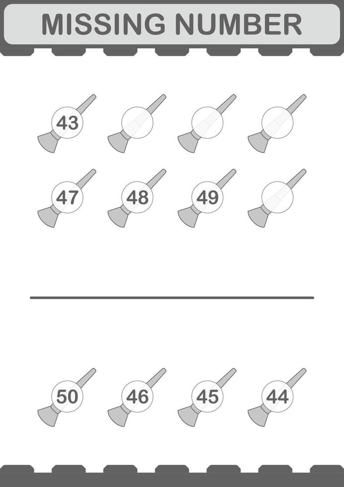 ontbrekend nummer met penseel. werkblad voor kinderen vector