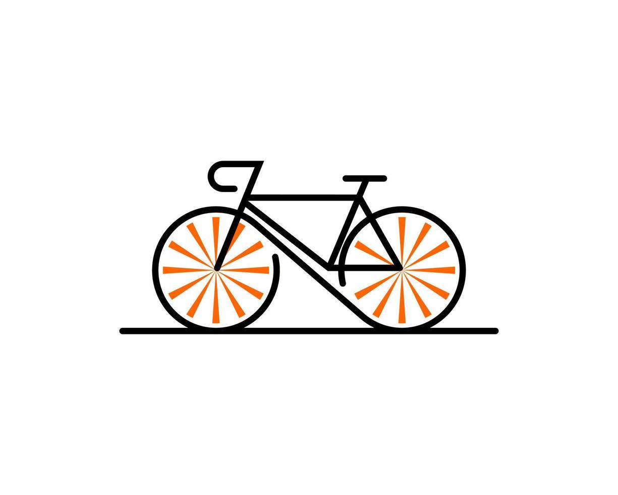 fiets met oranje straal op het wiel illustratie logo vector