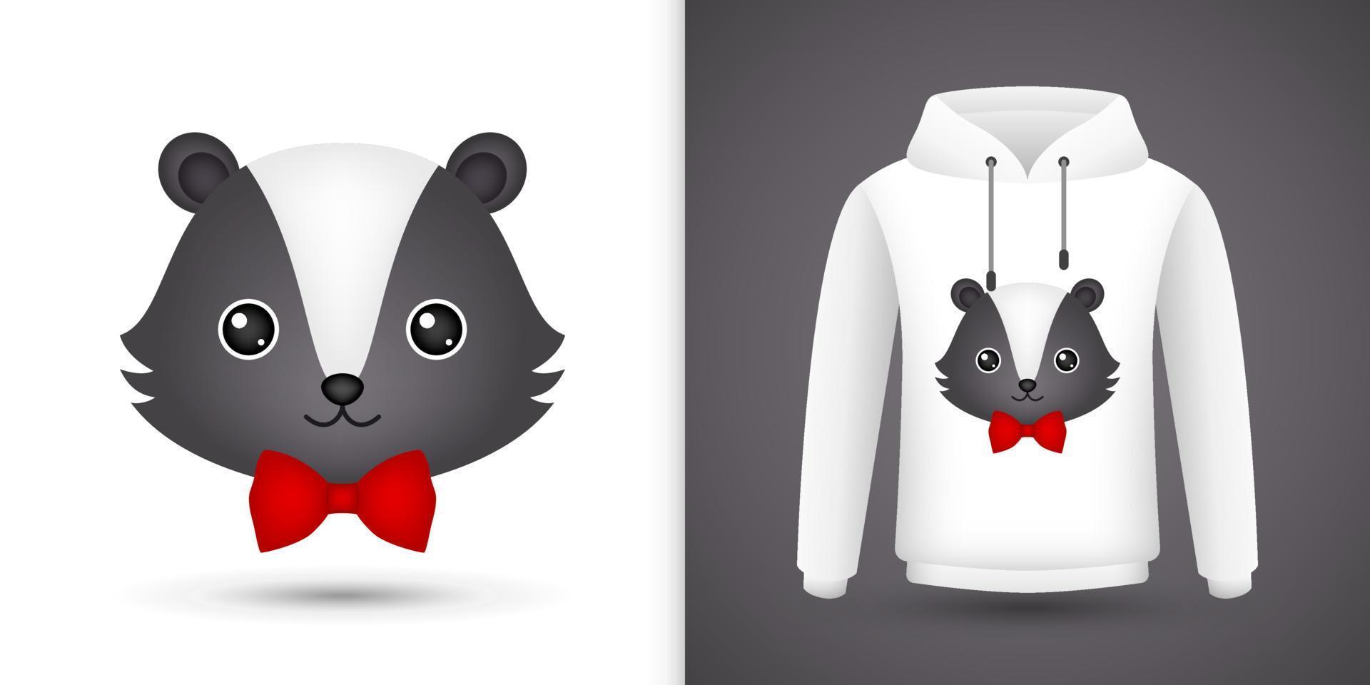 stinkdier hoofd op witte sweatshirt hoodie vector