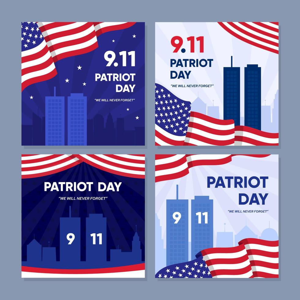 patriot day 911 social media post vector