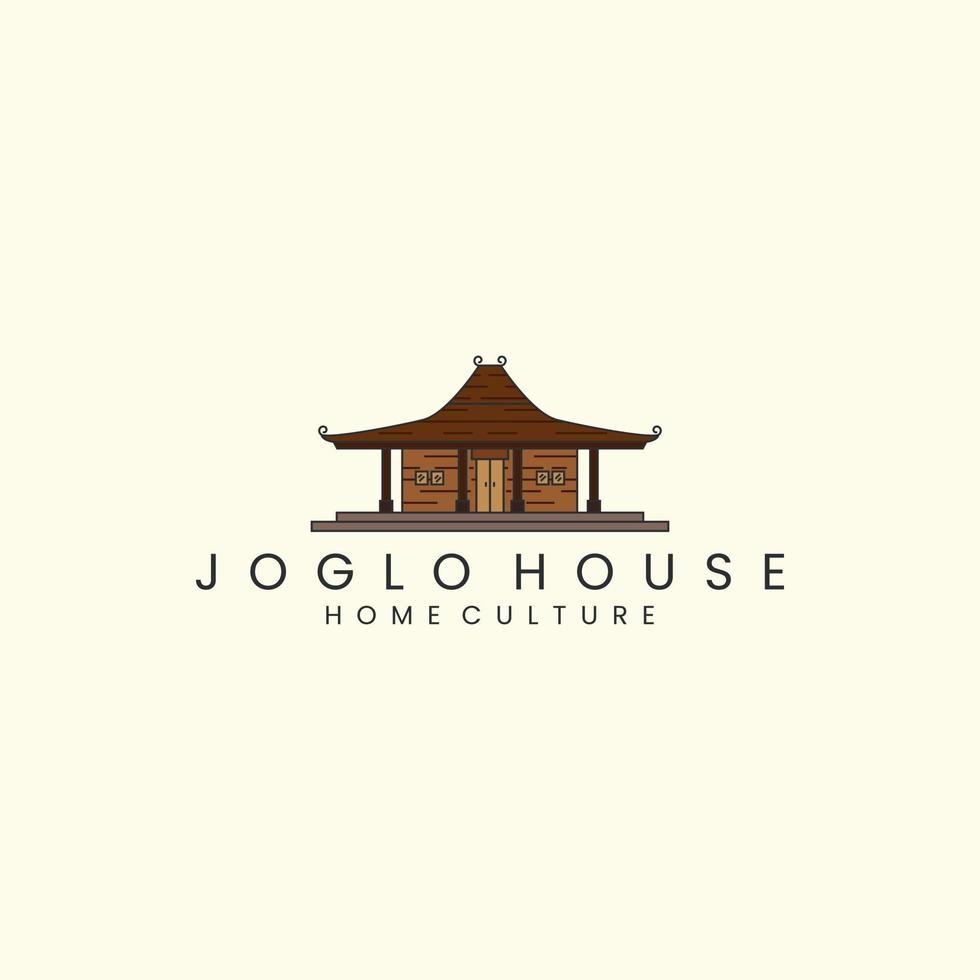 joglo huis met vintage stijl logo pictogram sjabloonontwerp. Javaans, traditioneel, cultuur, vectorillustratie vector