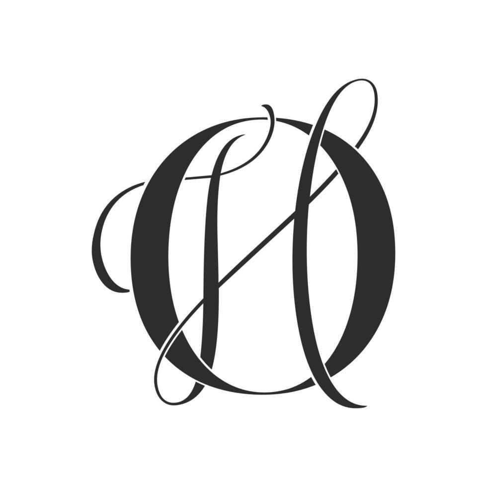 oh, ho, monogram-logo. kalligrafisch handtekeningpictogram. bruiloft logo monogram. moderne monogram symbool. koppels logo voor bruiloft vector