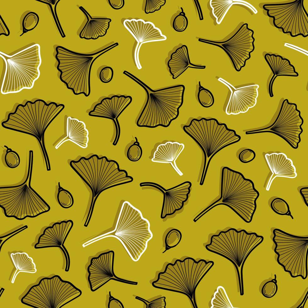 naadloos patroon met Japanse ginkgo biloba-boombladeren vector
