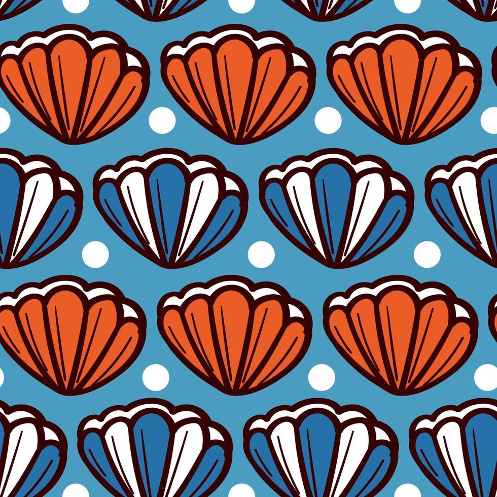 leuke zomerse marine print met schelpen vector