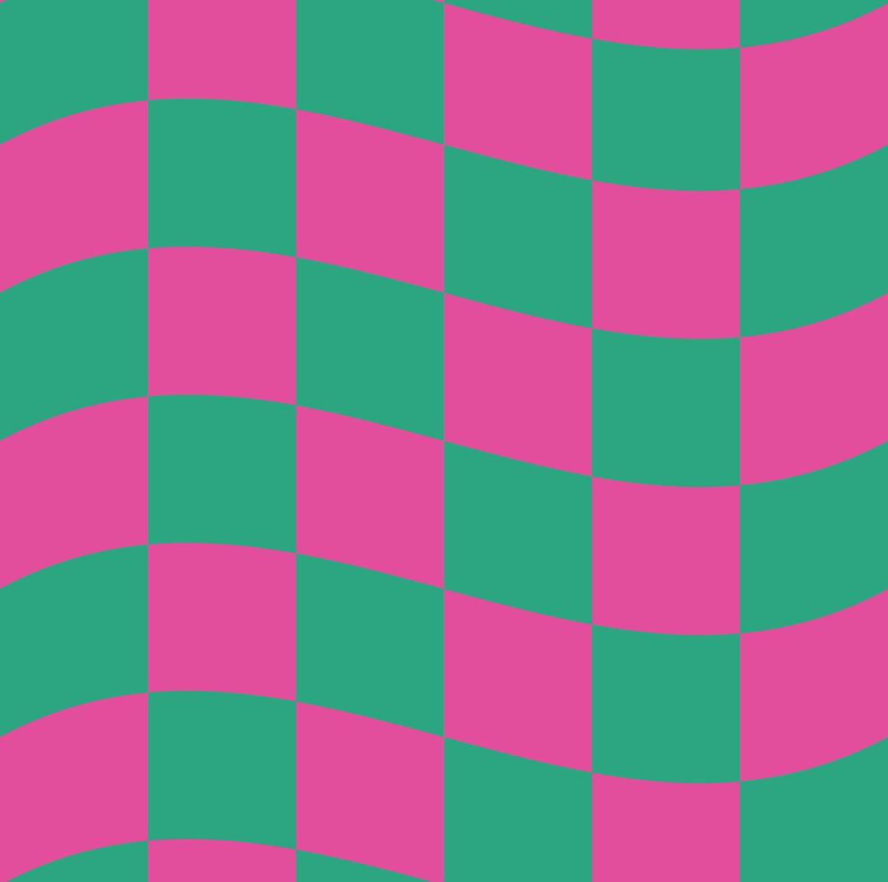 groovy golvende gesmolten psychedelische dambord naadloze patroon vector achtergrond. retro hippie trippy optische herhaling textuur behang, textiel design