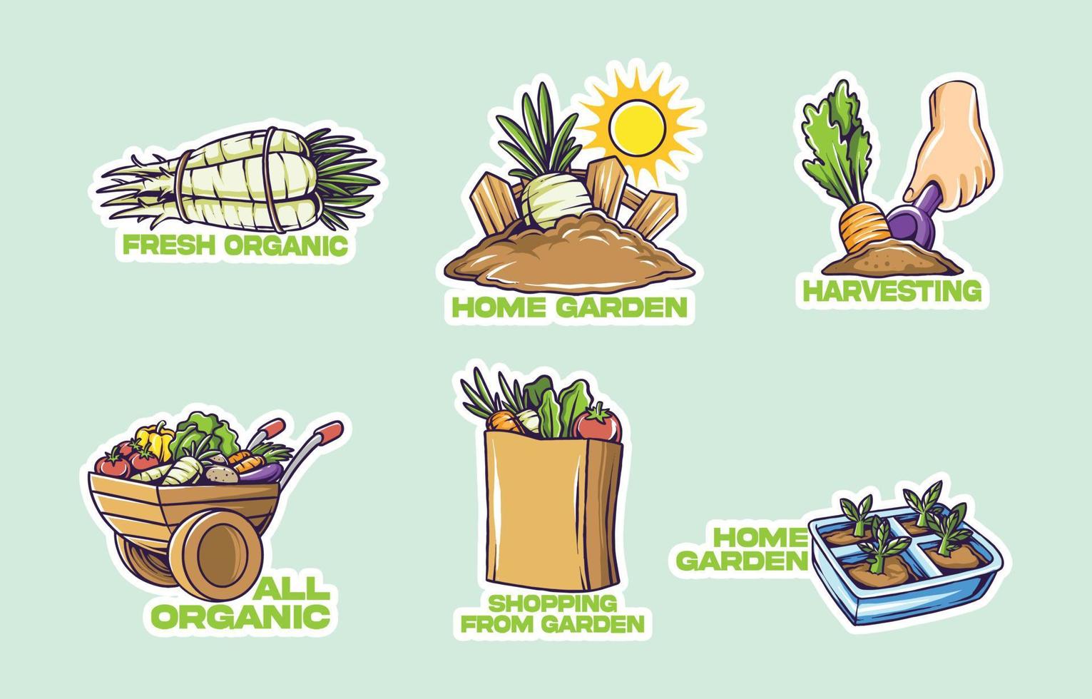 biologisch voedsel winkelen of voedsel oogsten uit de eigen tuin vector