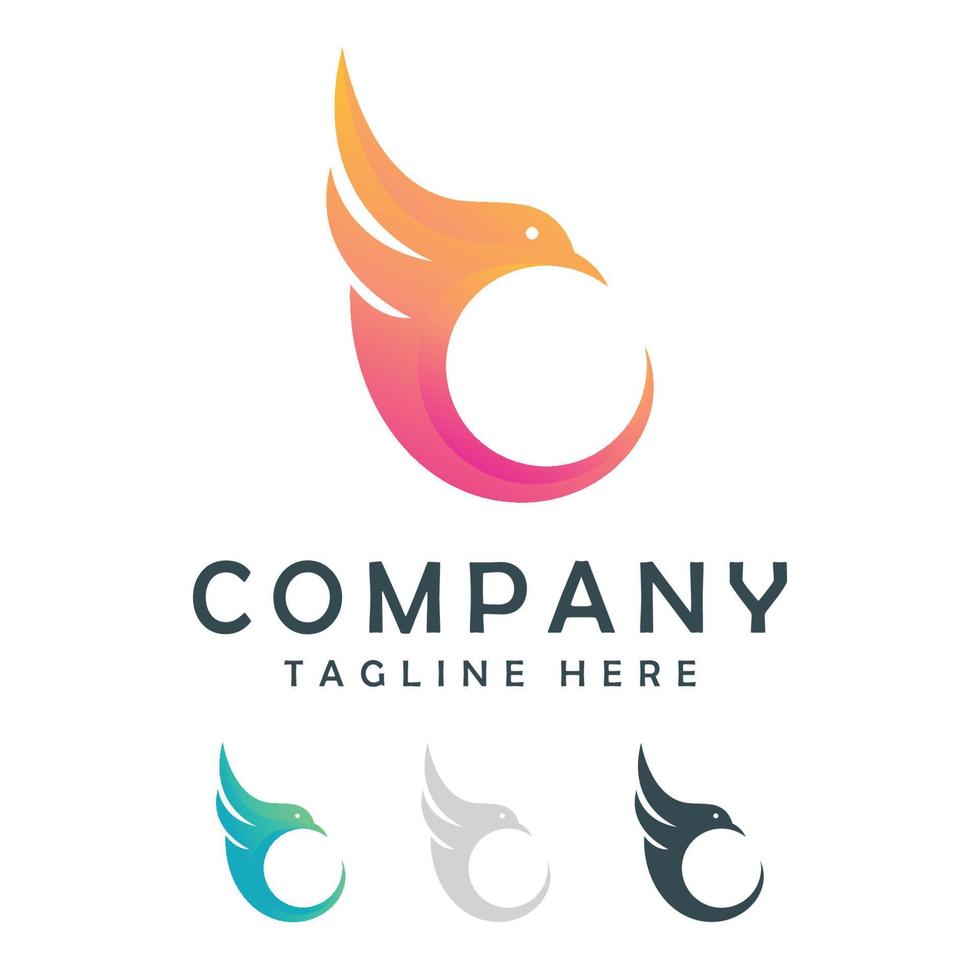 logo-ontwerp met kleurverloop voor vogels vector