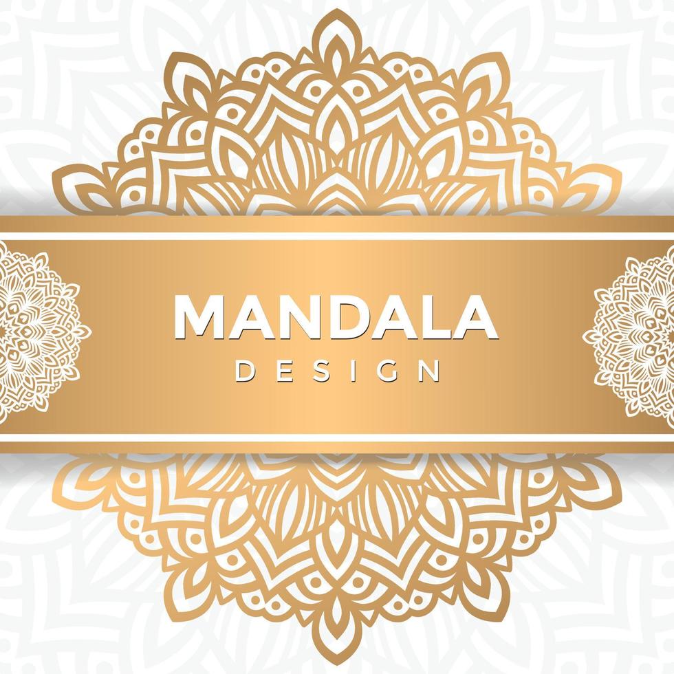 huwelijksuitnodiging luxe mandala ontwerp gouden kleur illustratie premium vector