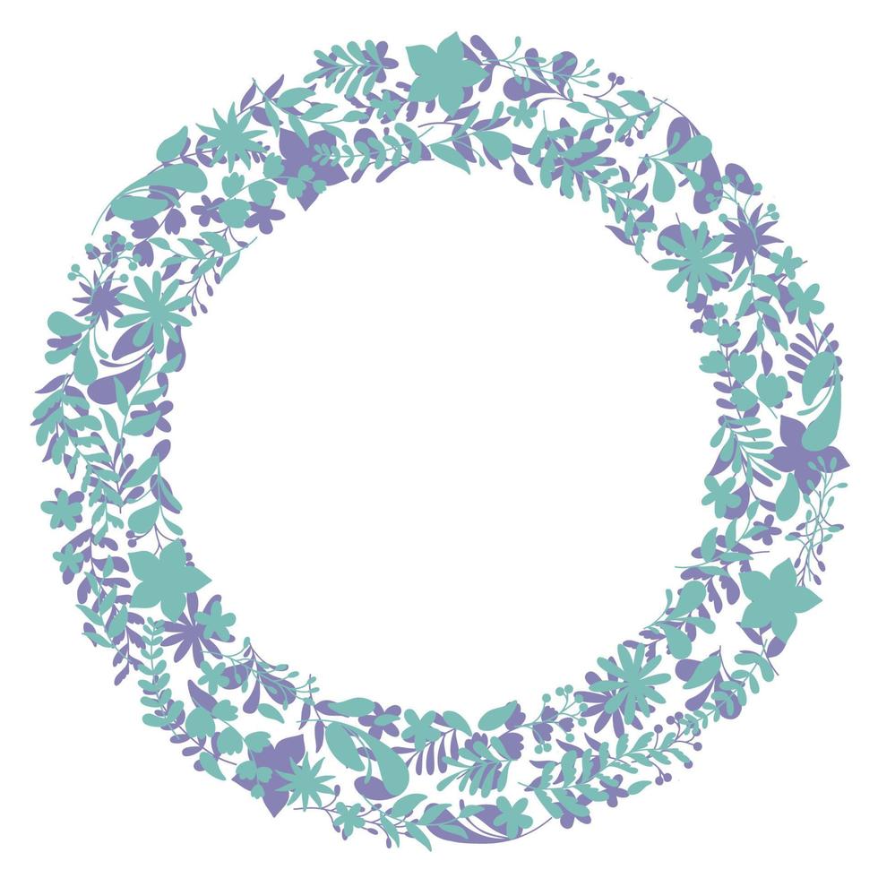 bloemen krans tak. bloemen rond frame van twijgen, bladeren en bloemen. voor Valentijnsdag, huwelijksdecor, huwelijksuitnodiging, branding, boutique logo label. rond frame van bloemen zwart vector