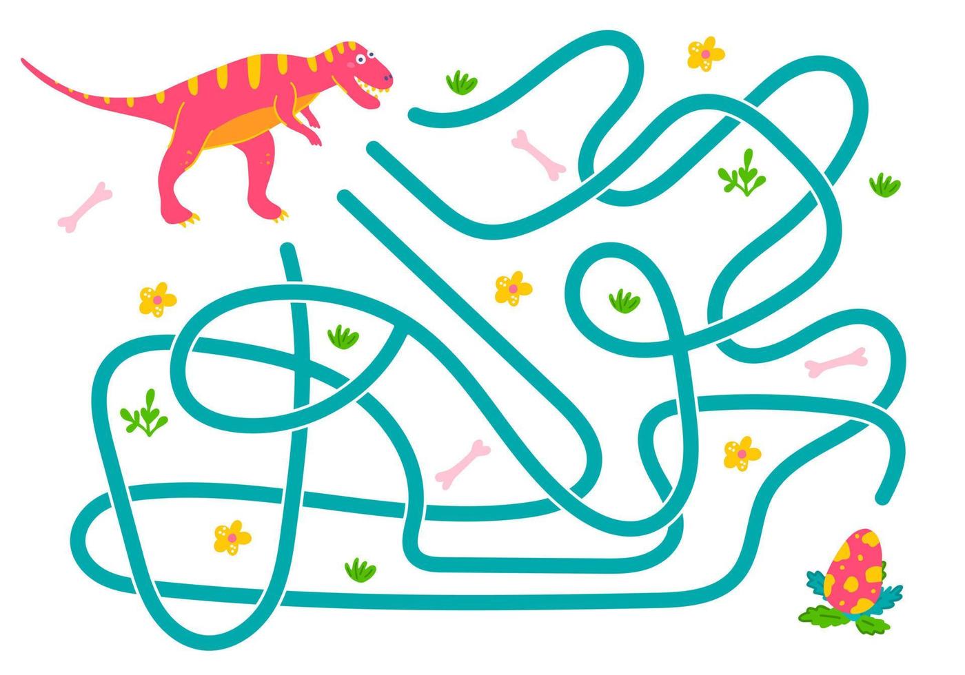 labyrint, help de dinosaurus de juiste weg naar het ei te vinden. logische zoektocht voor kinderen. leuke illustratie voor kinderboeken, educatief spel vector