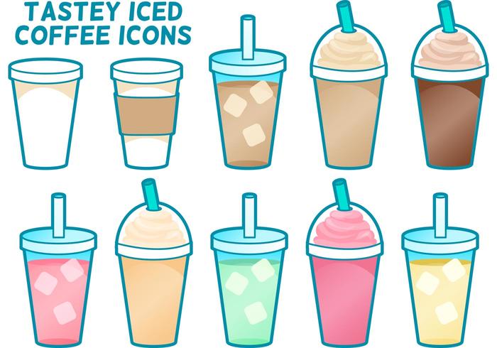 Tastey iced koffie gemaakt iconen vector