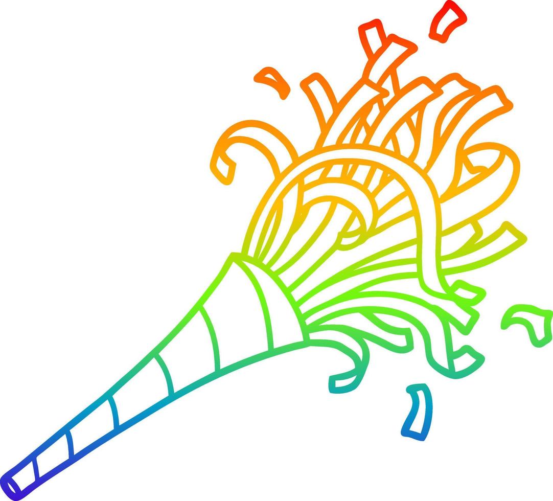 regenbooggradiënt lijntekening cartoon feesthoorn vector