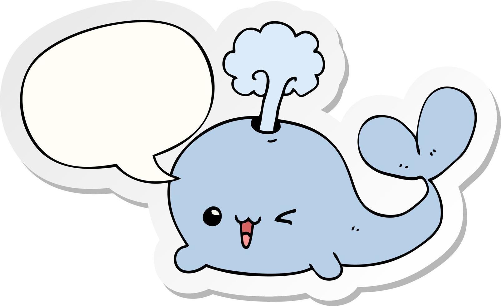 cartoon walvis en tekstballon sticker vector