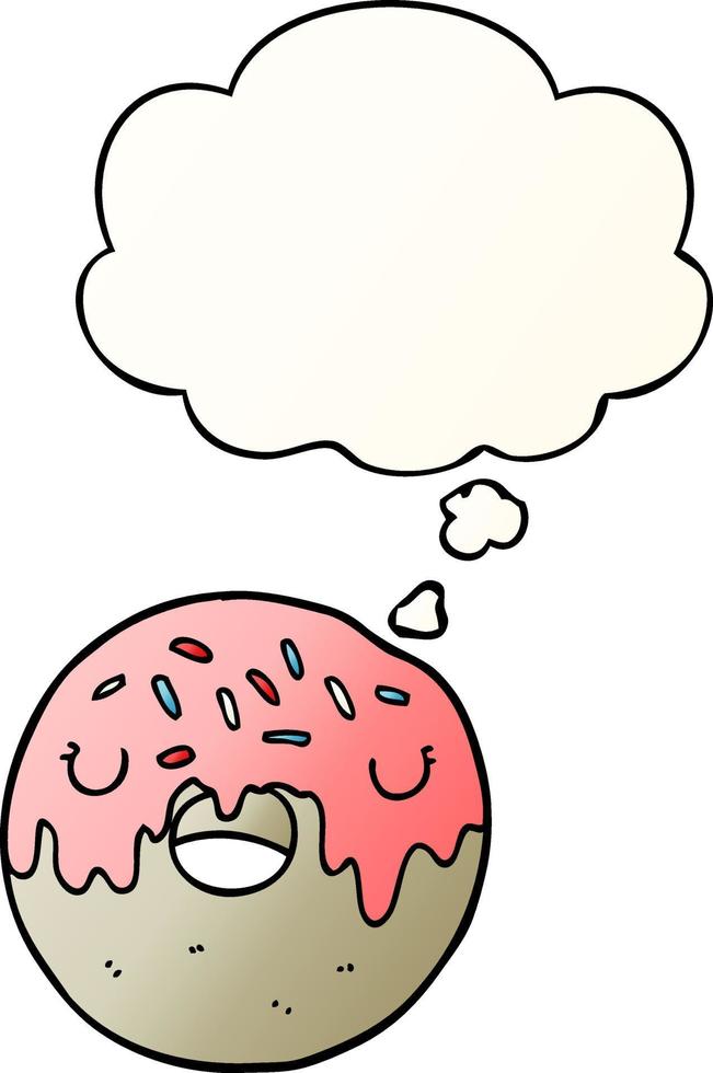 cartoon donut en gedachte bel in vloeiende verloopstijl vector