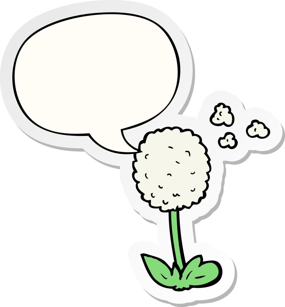 cartoon bloem en tekstballon sticker vector