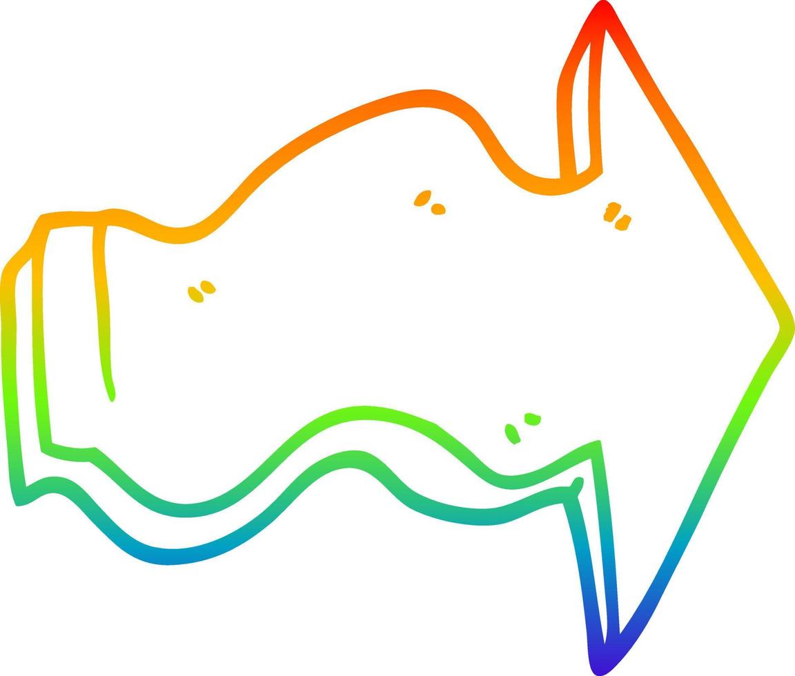 regenbooggradiënt lijntekening cartoon wijzende pijl vector