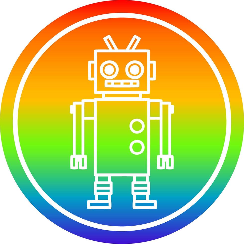 dansende robot circulair in regenboogspectrum vector