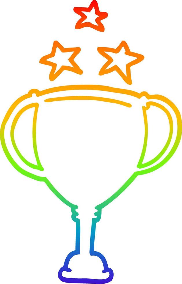 regenbooggradiënt lijntekening cartoon sporttrofee vector