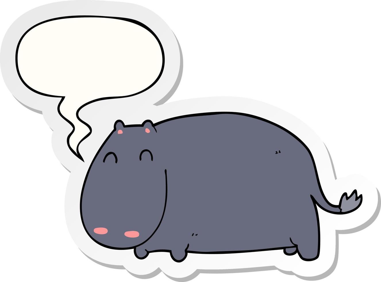 sticker cartoon nijlpaard en tekstballon vector
