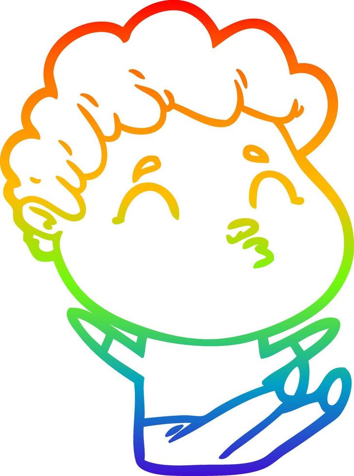 regenbooggradiënt lijntekening cartoon man steenbolk vector