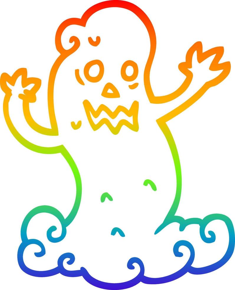 regenbooggradiënt lijntekening cartoon spookachtig spook vector