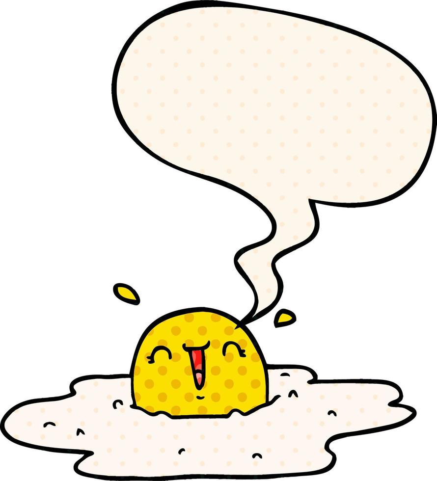 cartoon gebakken ei en tekstballon in stripboekstijl vector