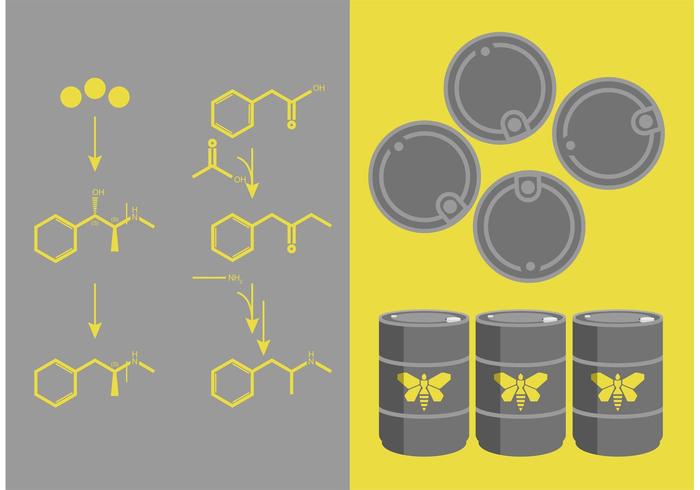 Breken bad meth chemie vector set