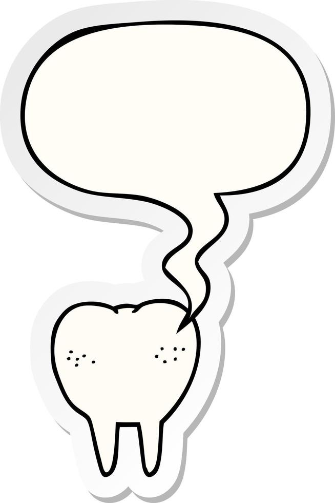 cartoon tand en tekstballon sticker vector