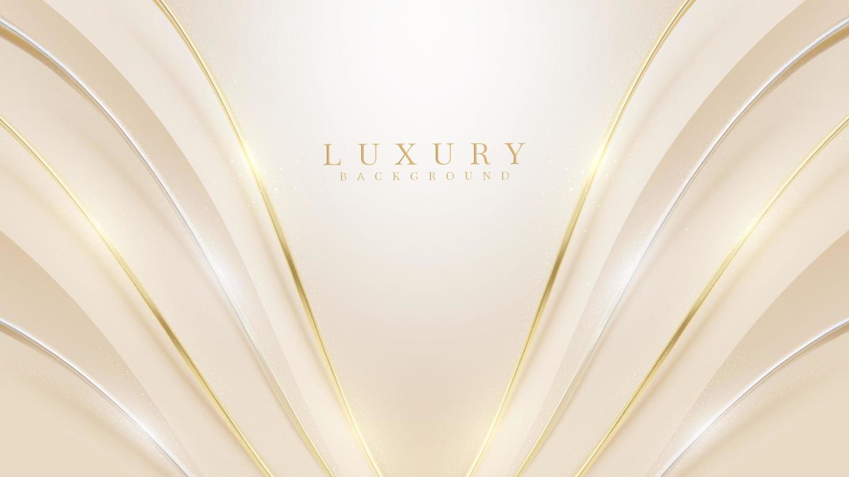 luxe achtergrond met gouden kromme lijnelement en glitter lichteffect decoratie. vector