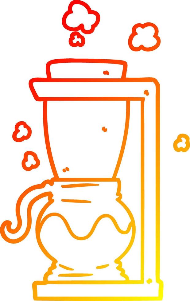 warme gradiënt lijntekening cartoon filterkoffiemachine vector